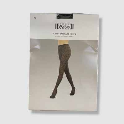 Wolford Women's Black Floral Jacquard Tights Size XS